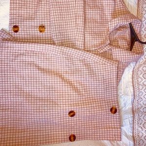 Never worn, SHEIN blazer and skirt set. Pink and white.
